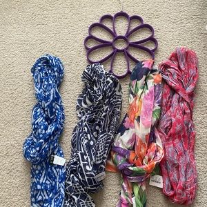4 Jcrew scarves and scarf organizer